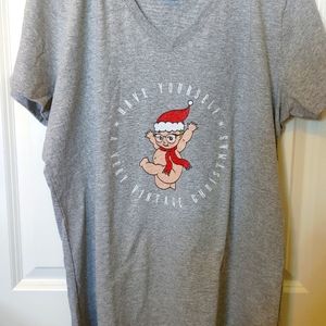 Kewpie Christmas 2021 gray XL V- neck T-shirt NWT